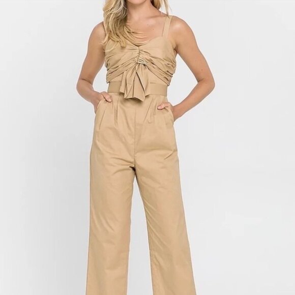 Endless Rose Ruched Detail Tan Jumpsuit - Picture 15 of 15